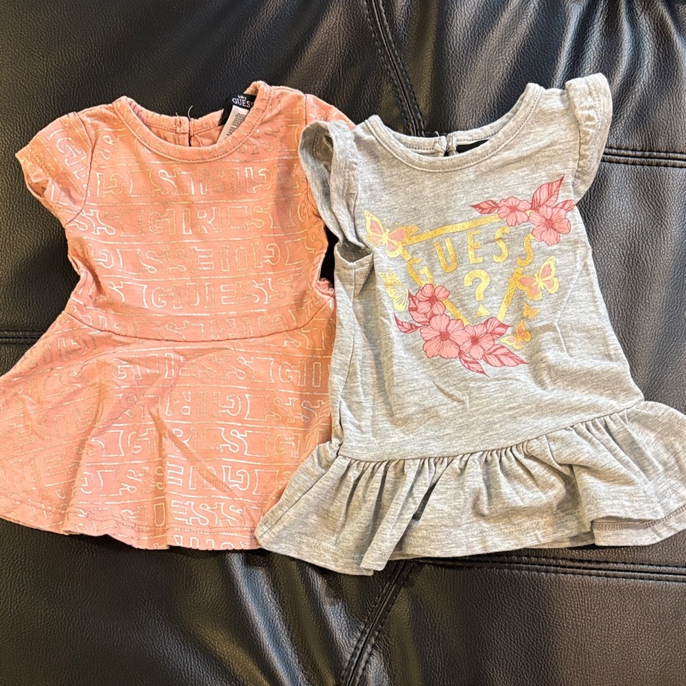 Set of 2 Guess Pink & Gray Baby Dresses